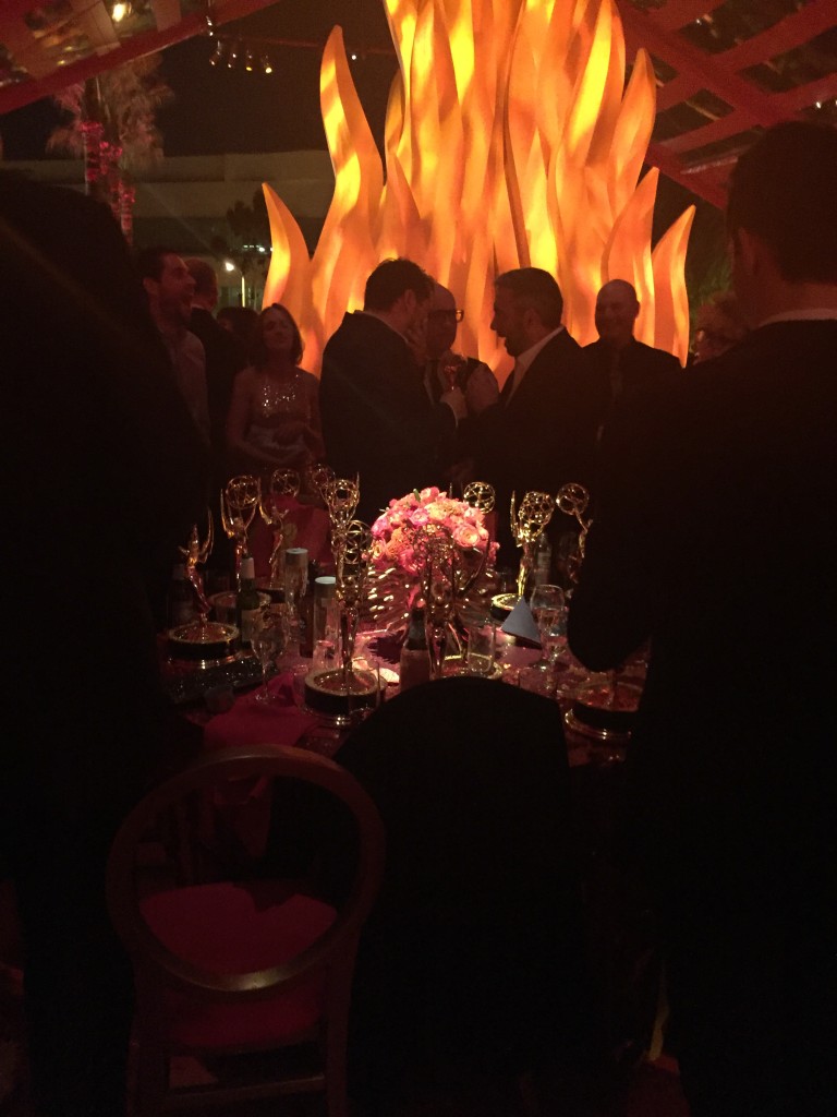 The Veep table full of Emmys